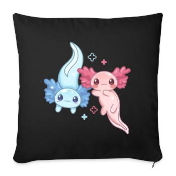 Anime Axolotl Pair Design für Axolotl-Liebhaber - Sofakissenbezug 45 x 45 cm - Schwarz - Vorne