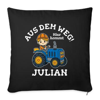 Julian Vorname Traktor - Sofakissenbezug 45 x 45 cm - Schwarz - Vorne