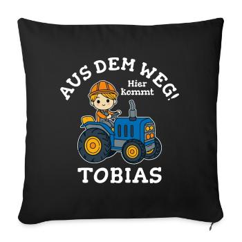 Tobias Vorname Traktor - Sofakissenbezug 45 x 45 cm - Schwarz - Vorne