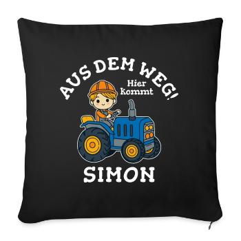 Simon Vorname Traktor - Sofakissenbezug 45 x 45 cm - Schwarz - Vorne