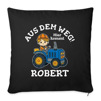 Robert Vorname Traktor - Sofakissenbezug 45 x 45 cm - Schwarz - Vorne
