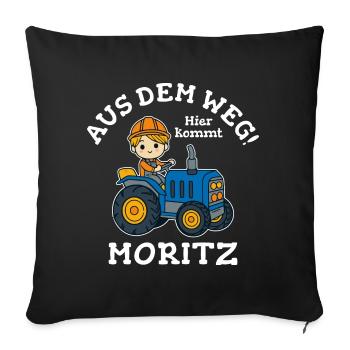 Moritz Vorname Traktor - Sofakissenbezug 45 x 45 cm - Schwarz - Vorne