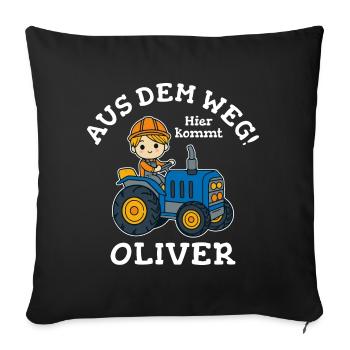 Oliver Vorname Traktor - Sofakissenbezug 45 x 45 cm - Schwarz - Vorne