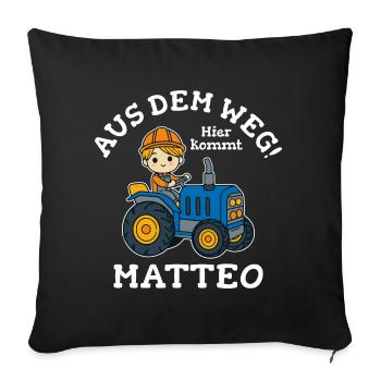 Matteo Vorname Traktor - Sofakissenbezug 45 x 45 cm - Schwarz - Vorne