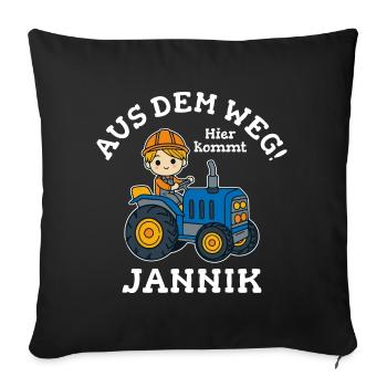 Jannik Vorname Traktor - Sofakissenbezug 45 x 45 cm - Schwarz - Vorne