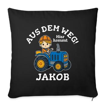Jakob Vorname Traktor - Sofakissenbezug 45 x 45 cm - Schwarz - Vorne