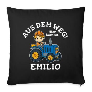 Emilio Vorname Traktor - Sofakissenbezug 45 x 45 cm - Schwarz - Vorne