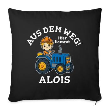 Alois Vorname Traktor - Sofakissenbezug 45 x 45 cm - Schwarz - Vorne