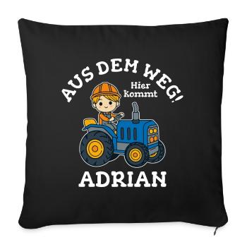 Adrian Vorname Traktor - Sofakissenbezug 45 x 45 cm - Schwarz - Vorne
