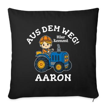 Aaron Vorname Traktor - Sofakissenbezug 45 x 45 cm - Schwarz - Vorne
