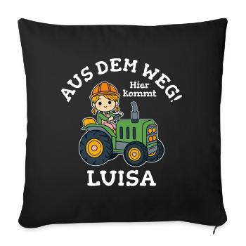 Luisa Name Traktor - Sofakissenbezug 45 x 45 cm - Schwarz - Vorne