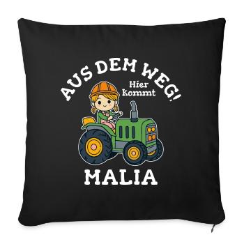 Malia Name Traktor - Sofakissenbezug 45 x 45 cm - Schwarz - Vorne