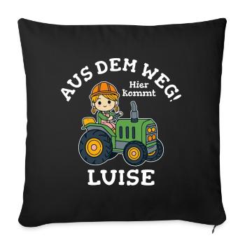 Luise Name Traktor - Sofakissenbezug 45 x 45 cm - Schwarz - Vorne