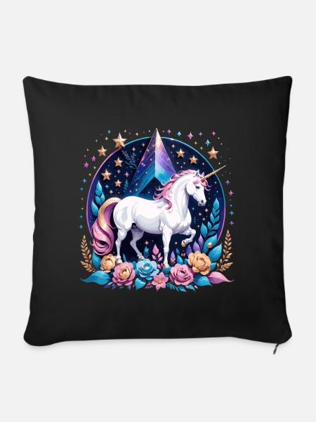 Einhorn - Sofakissenbezug 45 x 45 cm - Schwarz