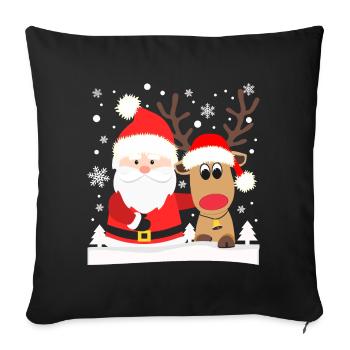 Santa Claus with Reindeer Santa Claus Christmas - Sofa pillowcase 17,3'' x 17,3'' (45 x 45 cm) - black - Front