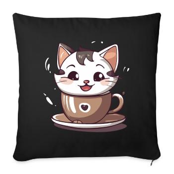 Chatcolate #1 - Housse de coussin décorative 45 x 45 cm - noir - Devant
