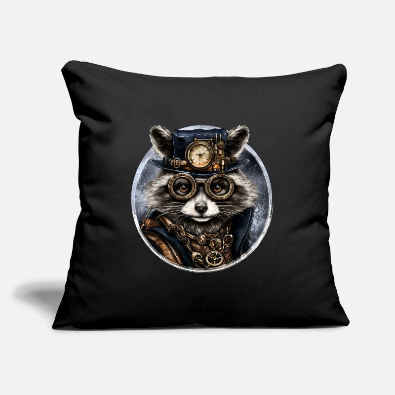 Raton laveur steampunk Housse de coussin décorative 45 x 45 cm