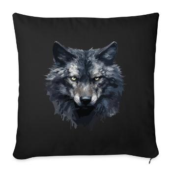 Cooles Wolfs Design - Sofakissenbezug 45 x 45 cm - Schwarz - Vorne