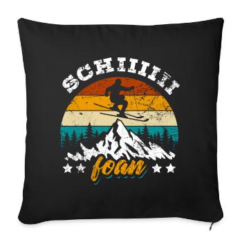 Ski, Schi Foan, Wintersport, Skiurlaub - Sofakissenbezug 45 x 45 cm - Schwarz - Vorne