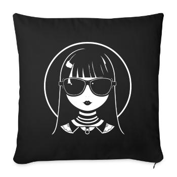 Niedliche Anime Girl Gothic Manga Märchen Sonnenbrille - Sofakissenbezug 45 x 45 cm - Schwarz - Vorne
