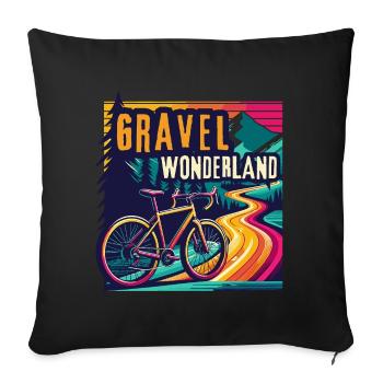 Lebendige Gravelbike Wunderland Fahrradkunst - Sofakissenbezug 45 x 45 cm - Schwarz - Vorne