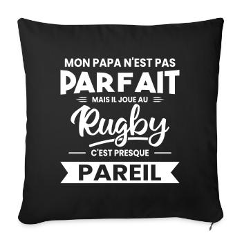 Mon Papa N'est Pas Parfait - Rugby - Housse de coussin décorative 45 x 45 cm - noir - Devant