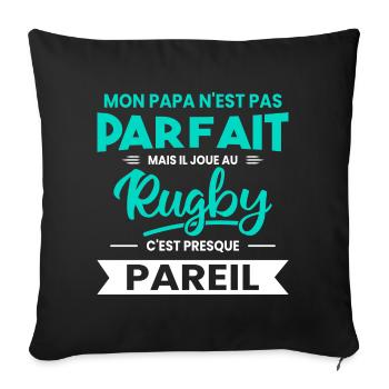 Mon Papa N'est Pas Parfait - Rugby - Housse de coussin décorative 45 x 45 cm - noir - Devant