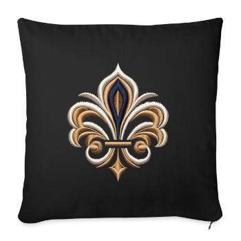 Elegant Fleur-de-Lis Embroidery - Sofa pillowcase 17,3'' x 17,3'' (45 x 45 cm) - black - Front