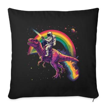 Astronaut reitet T-Rex Dinosaurier - Sofakissenbezug 45 x 45 cm - Schwarz - Vorne