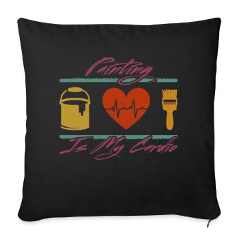 La peinture est mon cardio Malen Gießen Lackierer Farbe - Housse de coussin décorative 45 x 45 cm - noir - Devant