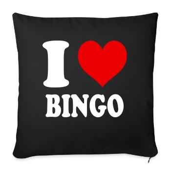 I Love Bingo Heart Funny Witty - Sofa pillowcase 17,3'' x 17,3'' (45 x 45 cm) - black - Front