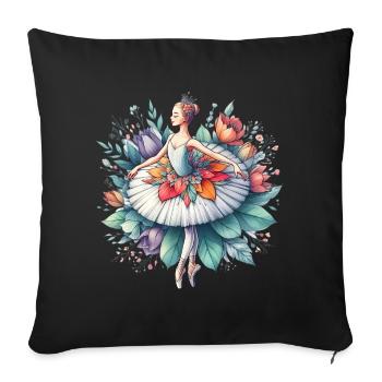 Danseuse de ballet avec tutu - Housse de coussin décorative 45 x 45 cm - noir - Devant