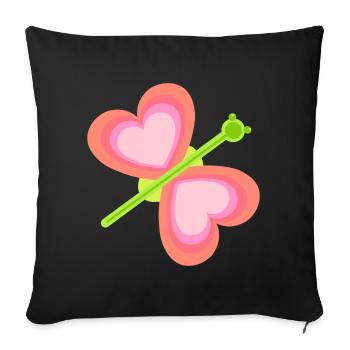 Coeur Papillon Printemps Enfant Bébé Insectes Années 80 - Housse de coussin décorative 45 x 45 cm - noir - Devant