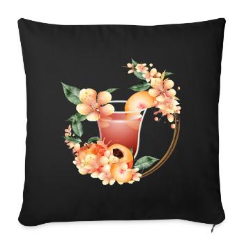Cocktail with Peach Half & Peach Blossom Wreath - Sofa pillowcase 17,3'' x 17,3'' (45 x 45 cm) - black - Front