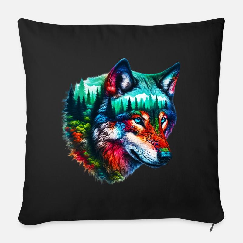 Wolf - Sofakissenbezug 45 x 45 cm - Schwarz