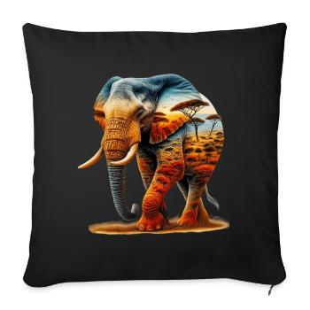 Éléphant - Housse de coussin décorative 45 x 45 cm - noir - Devant