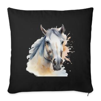 Tête de cheval Cheval Cheval Cheval Etalon - Housse de coussin décorative 45 x 45 cm - noir - Devant