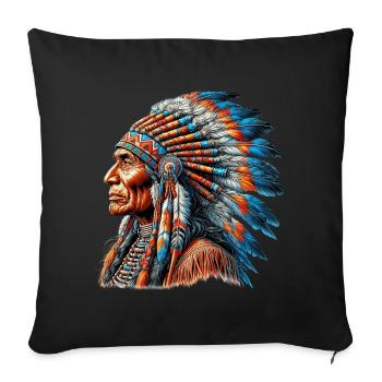 Amérindien Peau rouge d’Amérique - Housse de coussin décorative 45 x 45 cm - noir - Devant