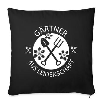 Jardin Amour Jardinier Passion Nature Fleur Logo - Housse de coussin décorative 45 x 45 cm - noir - Devant