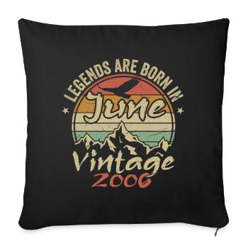 Birthday June 2006 born in June 2006 Retro 2006 - Sofa pillowcase 17,3'' x 17,3'' (45 x 45 cm) - black - Front