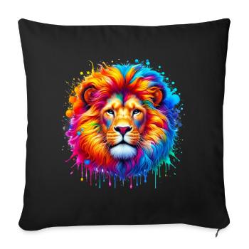 Löwe - Sofakissenbezug 45 x 45 cm - Schwarz - Vorne