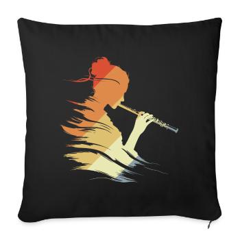 Flute Girl Graphic Retro - Sofa pillowcase 17,3'' x 17,3'' (45 x 45 cm) - black - Front