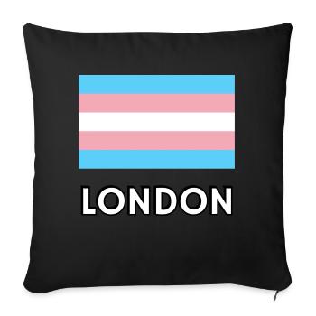 Trans Pride Flag London - Sofa pillowcase 17,3'' x 17,3'' (45 x 45 cm) - black - Front