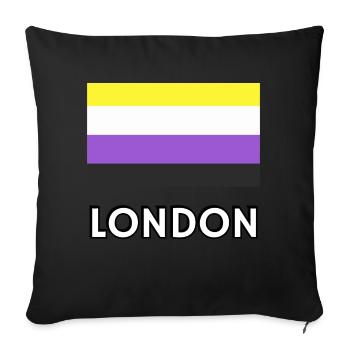 Non binary Pride Flag London - Sofa pillowcase 17,3'' x 17,3'' (45 x 45 cm) - black - Front