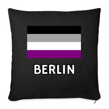 Asexuality Pride Flag Berlin - Sofa pillowcase 17,3'' x 17,3'' (45 x 45 cm) - black - Front