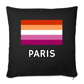Drapeau de la fierté lesbienne Paris - Housse de coussin décorative 45 x 45 cm - noir - Devant