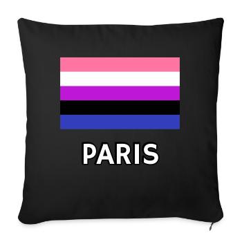 Genderfluid Pride Flag Paris - Sofa pillowcase 17,3'' x 17,3'' (45 x 45 cm) - black - Front