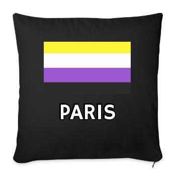Non binary Pride Flag Paris - Sofa pillowcase 17,3'' x 17,3'' (45 x 45 cm) - black - Front