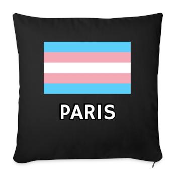Trans Pride Flag Paris - Sofa pillowcase 17,3'' x 17,3'' (45 x 45 cm) - black - Front