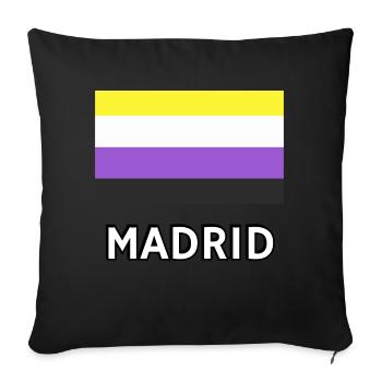 Non binary Pride Flag Madrid - Sofa pillowcase 17,3'' x 17,3'' (45 x 45 cm) - black - Front